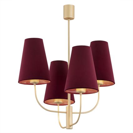 Argon 1827 - Chandelier on a pole SAFIANO 4xE27/15W/230V burgundy