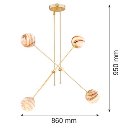Argon 1840 - Chandelier on a pole ABSOS 4xE14/7W/230V alabaster gold