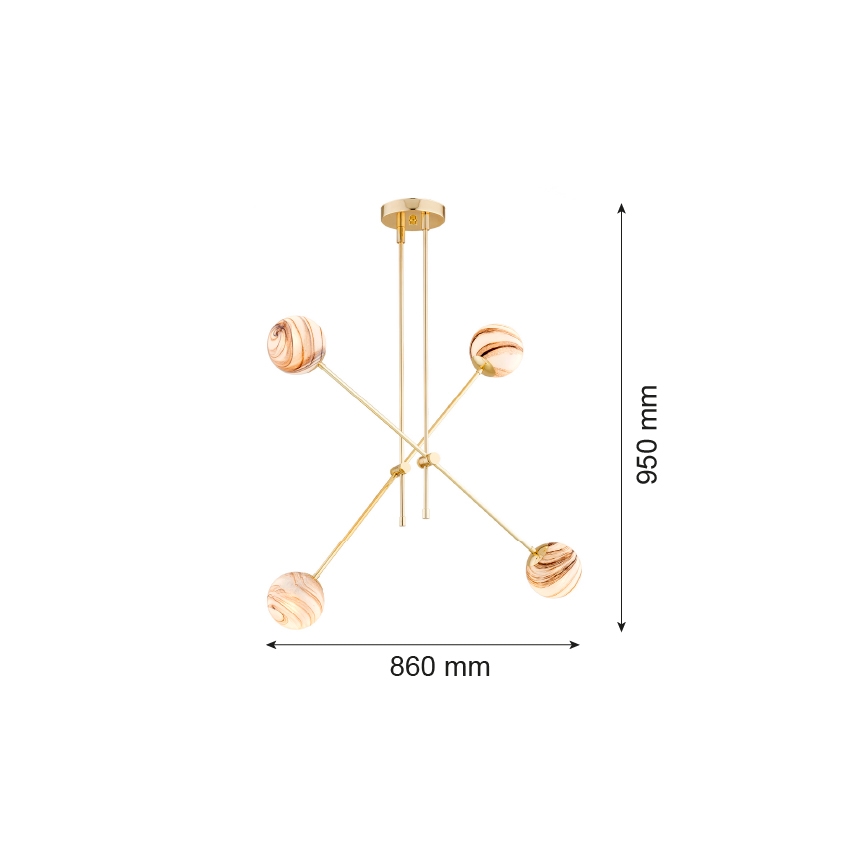 Argon 1840 - Chandelier on a pole ABSOS 4xE14/7W/230V alabaster gold