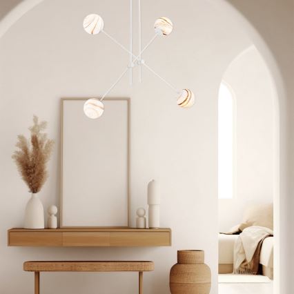 Argon 1841 - Chandelier on a pole ABSOS 4xE14/7W/230V alabaster white