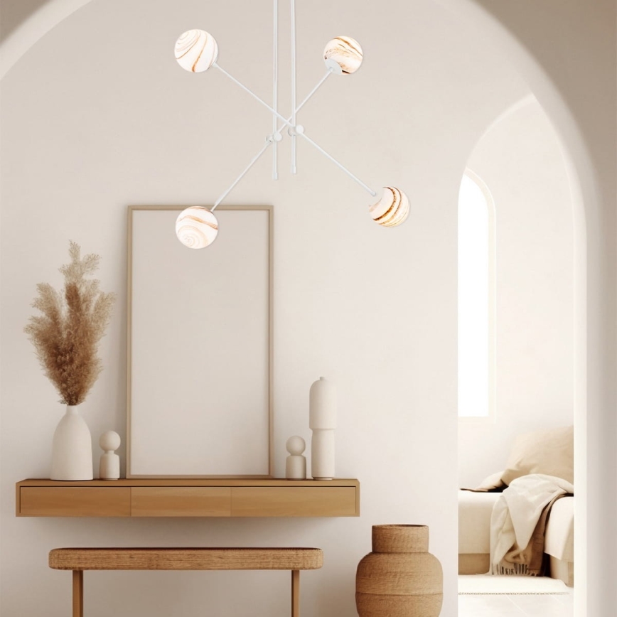 Argon 1841 - Chandelier on a pole ABSOS 4xE14/7W/230V alabaster white