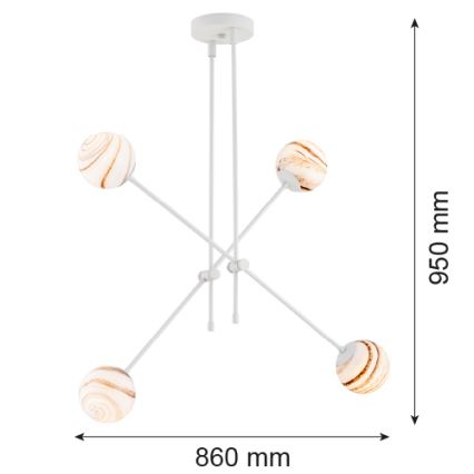Argon 1841 - Chandelier on a pole ABSOS 4xE14/7W/230V alabaster white