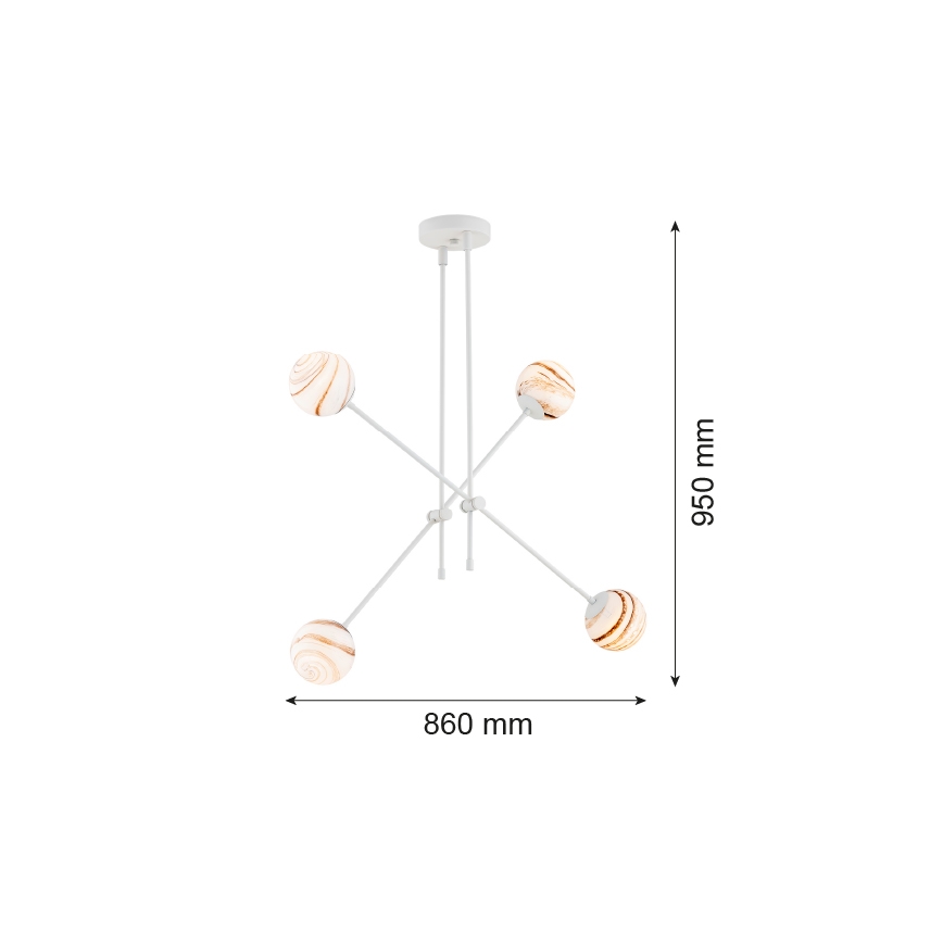 Argon 1841 - Chandelier on a pole ABSOS 4xE14/7W/230V alabaster white