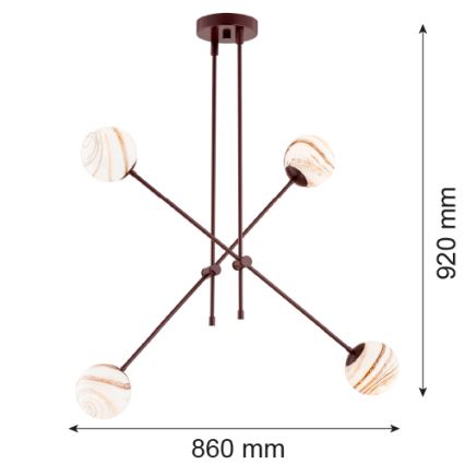 Argon 1842 - Chandelier on a pole ABSOS 4xE14/7W/230V alabaster brown