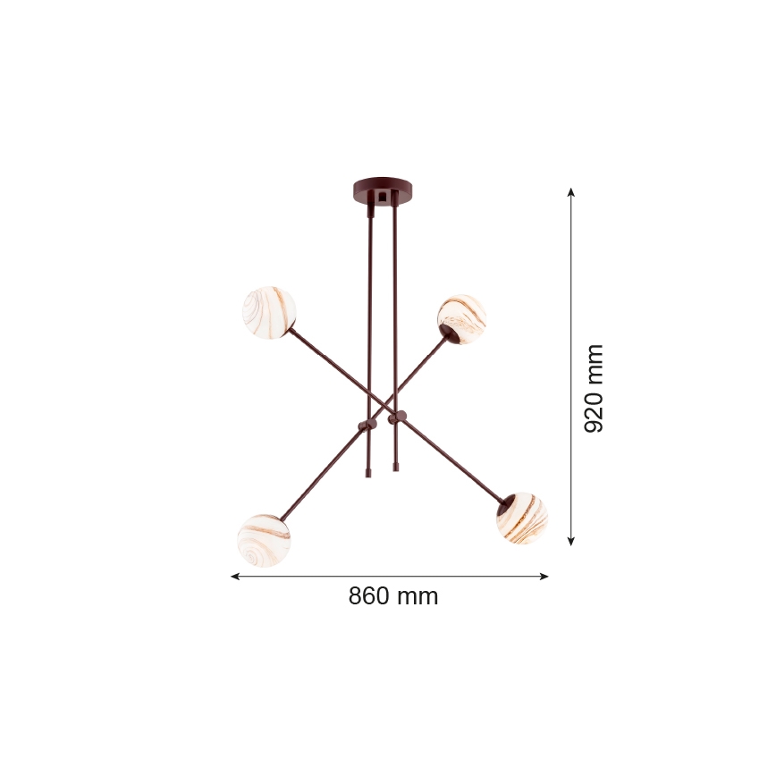 Argon 1842 - Chandelier on a pole ABSOS 4xE14/7W/230V alabaster brown