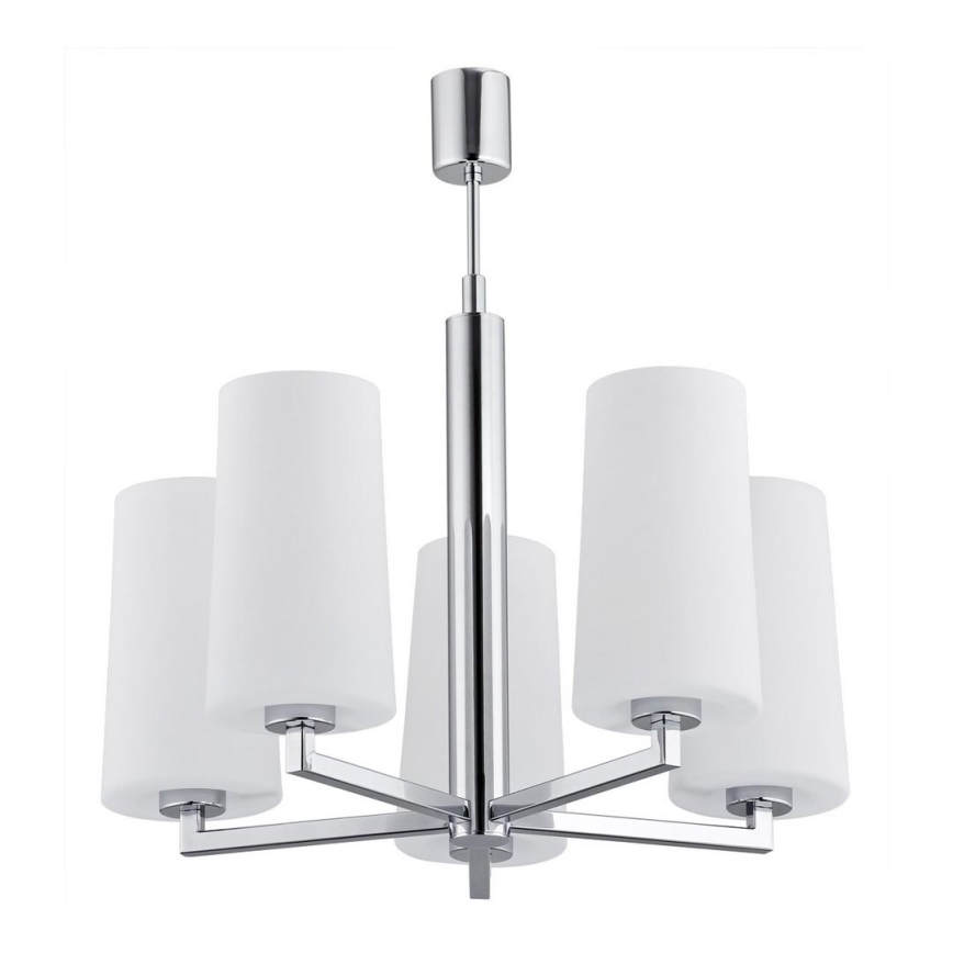 Argon 2053 - Chandelier on a pole CAMELOT 5xE27/15W/230V shiny chrome