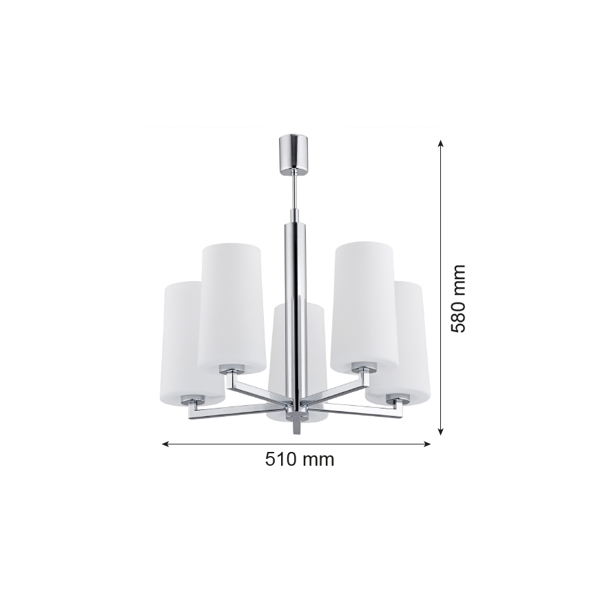 Argon 2053 - Chandelier on a pole CAMELOT 5xE27/15W/230V shiny chrome
