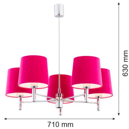 Argon 2075 - Chandelier on a pole BOLZANO 5xE27/15W/230V pink