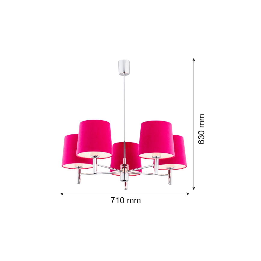 Argon 2075 - Chandelier on a pole BOLZANO 5xE27/15W/230V pink