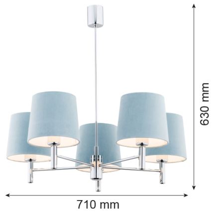 Argon 2076 - Chandelier on a pole BOLZANO 5xE27/15W/230V grey