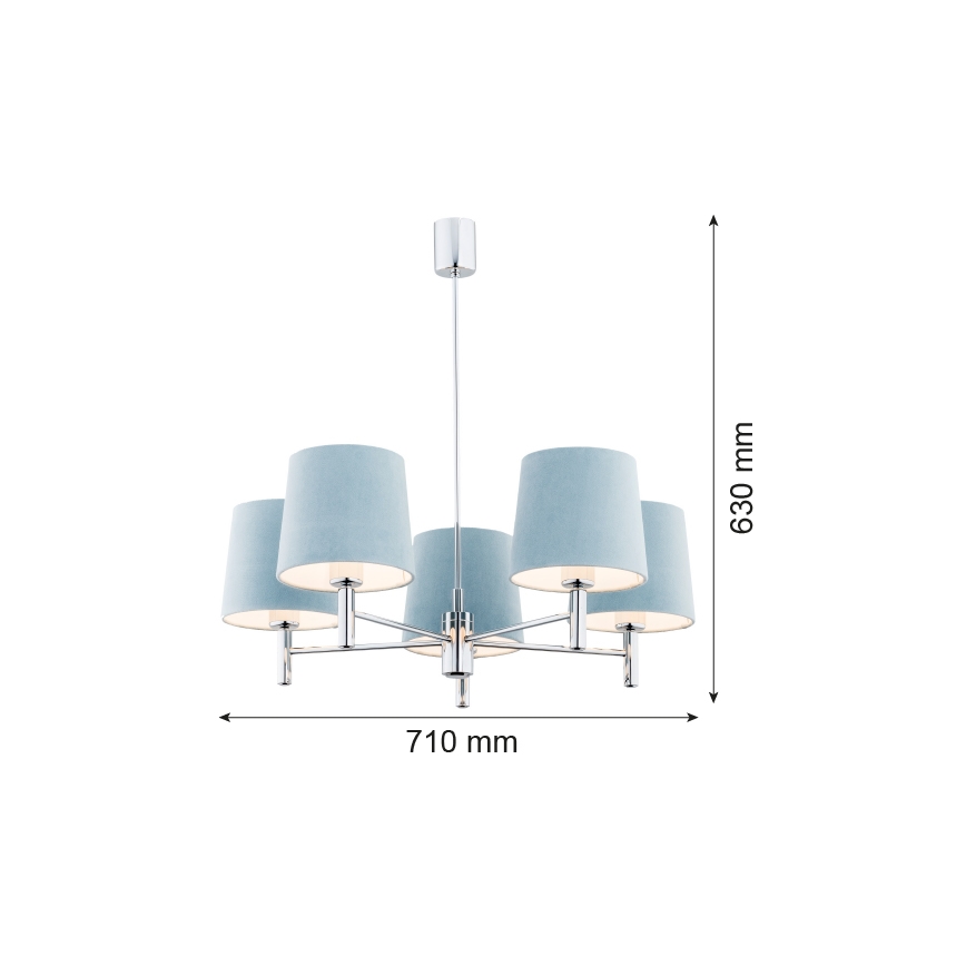 Argon 2076 - Chandelier on a pole BOLZANO 5xE27/15W/230V grey