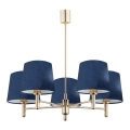Argon 2086 - Chandelier on a pole PONTE 5xE27/15W/230V brass/blue