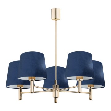 Argon 2086 - Chandelier on a pole PONTE 5xE27/15W/230V brass/blue