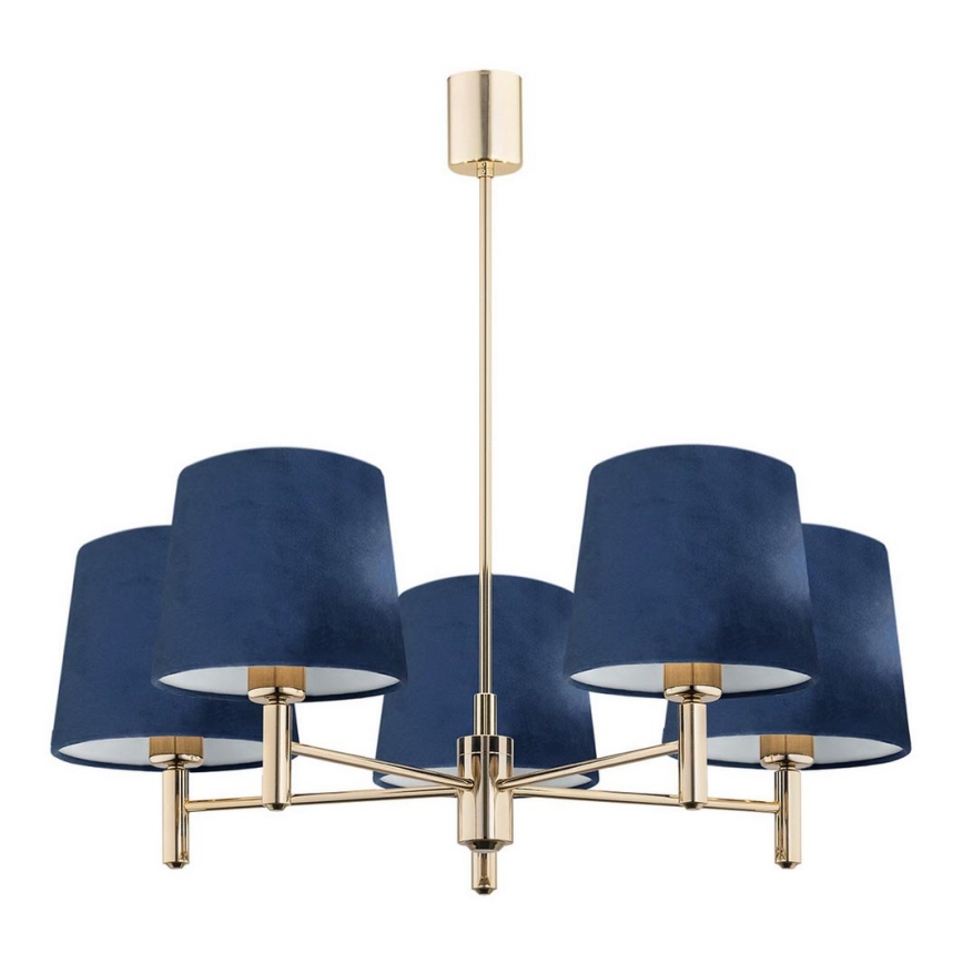 Argon 2086 - Chandelier on a pole PONTE 5xE27/15W/230V brass/blue