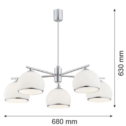 Argon 2087 - Chandelier on a pole MARBELLA 5xE27/15W/230V shiny chrome