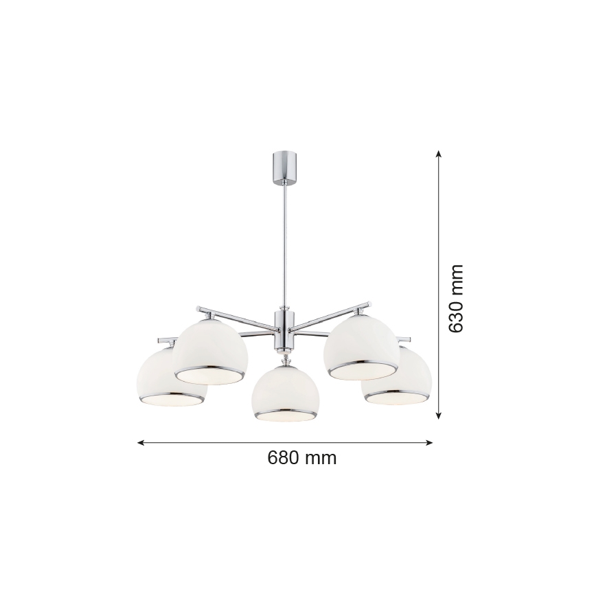Argon 2087 - Chandelier on a pole MARBELLA 5xE27/15W/230V shiny chrome