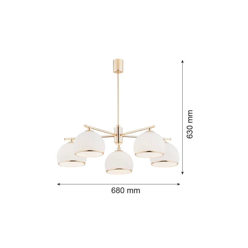 Argon 2088 - Chandelier on a pole MARBELLA 5xE27/15W/230V brass