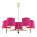 Argon 2089 - Chandelier on a pole PONTE 5xE27/15W/230V brass/pink