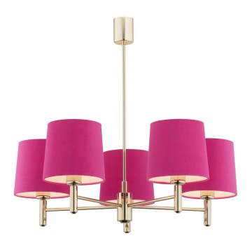 Argon 2089 - Chandelier on a pole PONTE 5xE27/15W/230V brass/pink