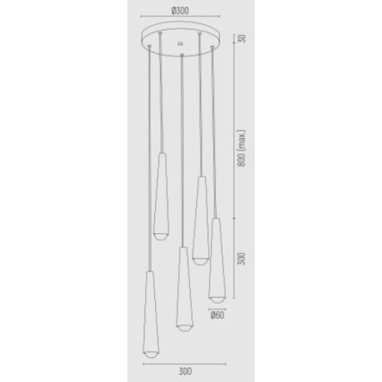 Argon 2103 - Chandelier on a string HOLLYWOOD 5xE14/7W/230V black