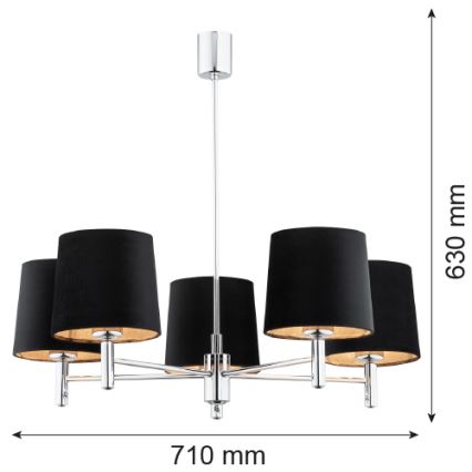 Argon 2104 - Chandelier on a pole BOLZANO 5xE27/15W/230V black