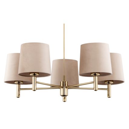Argon 2105 - Chandelier on a pole PONTE 5xE27/15W/230V brass/beige
