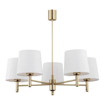 Argon 2106 - Chandelier on a pole PONTE 5xE27/15W/230V brass/creamy