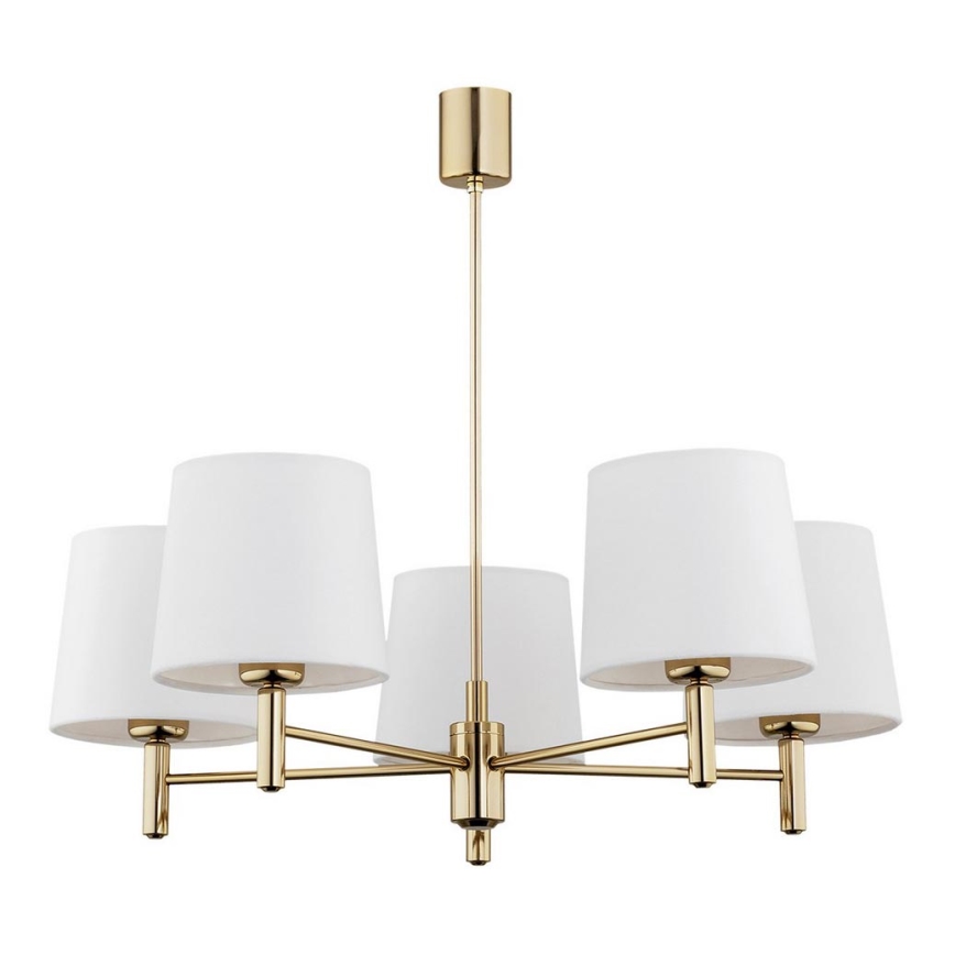 Argon 2106 - Chandelier on a pole PONTE 5xE27/15W/230V brass/creamy