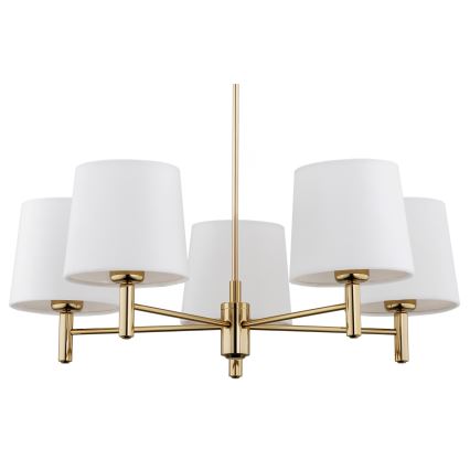 Argon 2106 - Chandelier on a pole PONTE 5xE27/15W/230V brass/creamy
