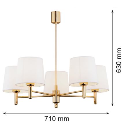 Argon 2106 - Chandelier on a pole PONTE 5xE27/15W/230V brass/creamy