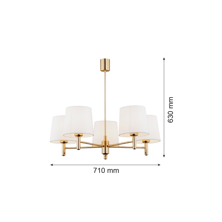 Argon 2106 - Chandelier on a pole PONTE 5xE27/15W/230V brass/creamy