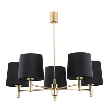 Argon 2107 - Chandelier on a pole PONTE 5xE27/15W/230V brass/black