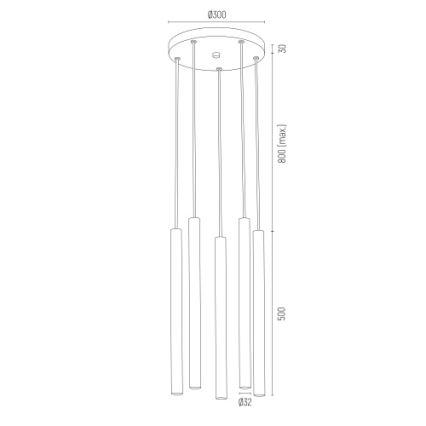 Argon 2109 - LED Chandelier on a string SICILIA 5xLED/4,5W/230V