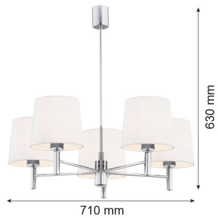 Argon 2110 - Chandelier on a pole BOLZANO 5xE27/15W/230V creamy