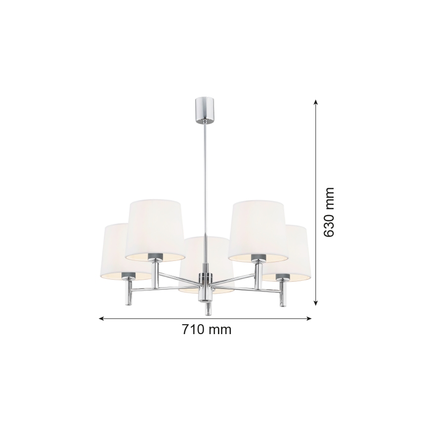Argon 2110 - Chandelier on a pole BOLZANO 5xE27/15W/230V creamy