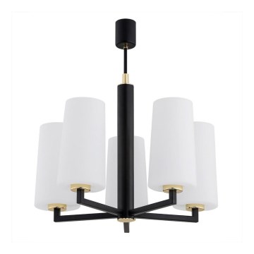 Argon 2114 - Chandelier on a pole CAMELOT PLUS 5xE27/15W/230V black/white/gold