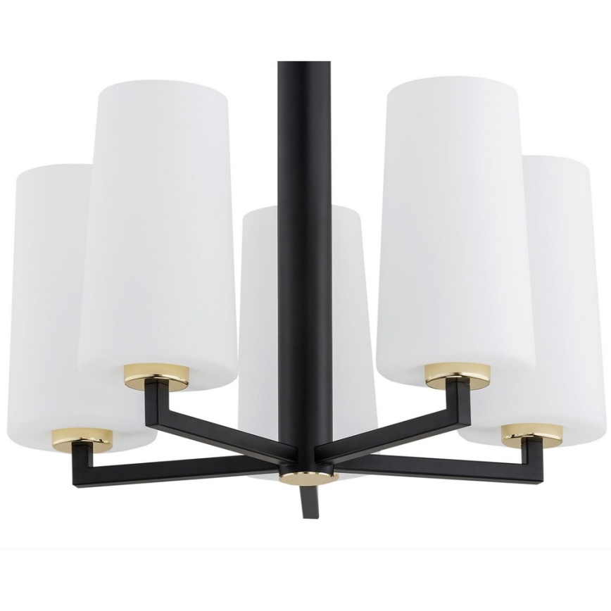 Argon 2114 - Chandelier on a pole CAMELOT PLUS 5xE27/15W/230V black/white/gold