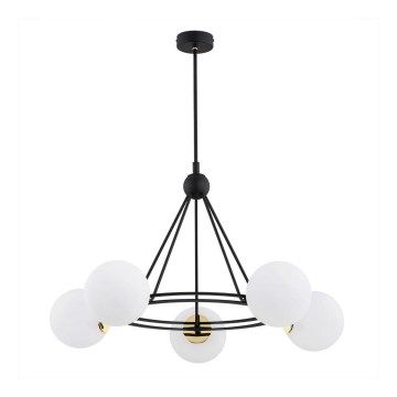 Argon 2119 - Chandelier on a pole AMALFI 5xE27/15W/230V black/white
