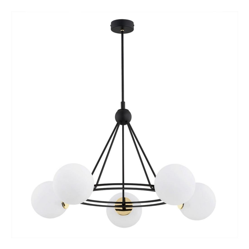Argon 2119 - Chandelier on a pole AMALFI 5xE27/15W/230V black/white
