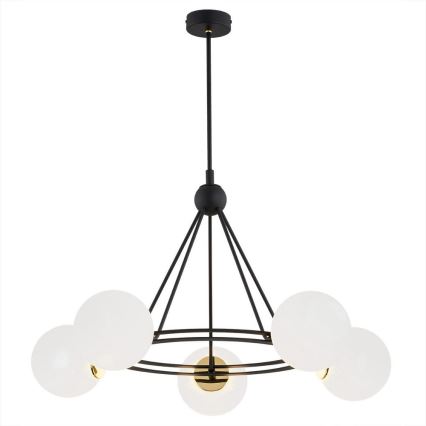 Argon 2119 - Chandelier on a pole AMALFI 5xE27/15W/230V black/white