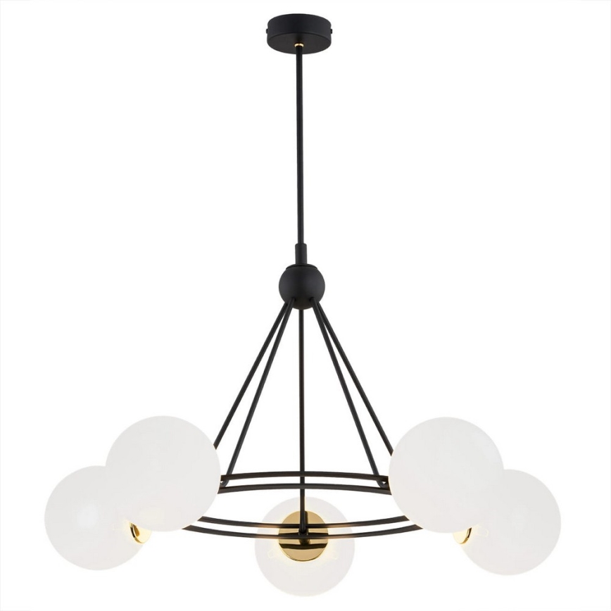 Argon 2119 - Chandelier on a pole AMALFI 5xE27/15W/230V black/white