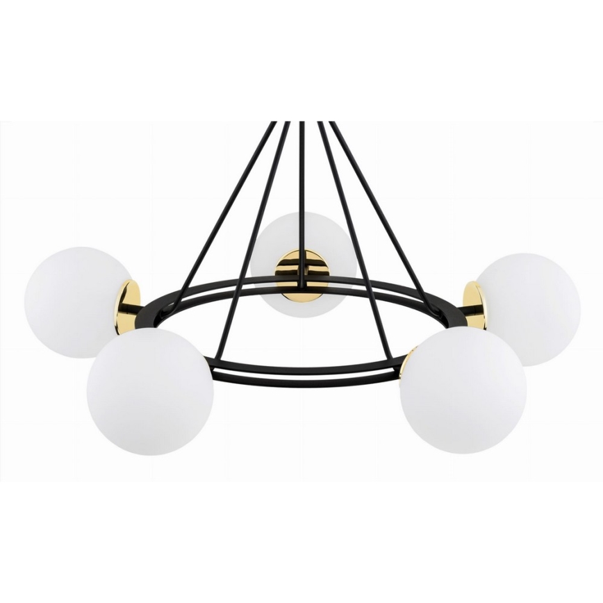 Argon 2119 - Chandelier on a pole AMALFI 5xE27/15W/230V black/white