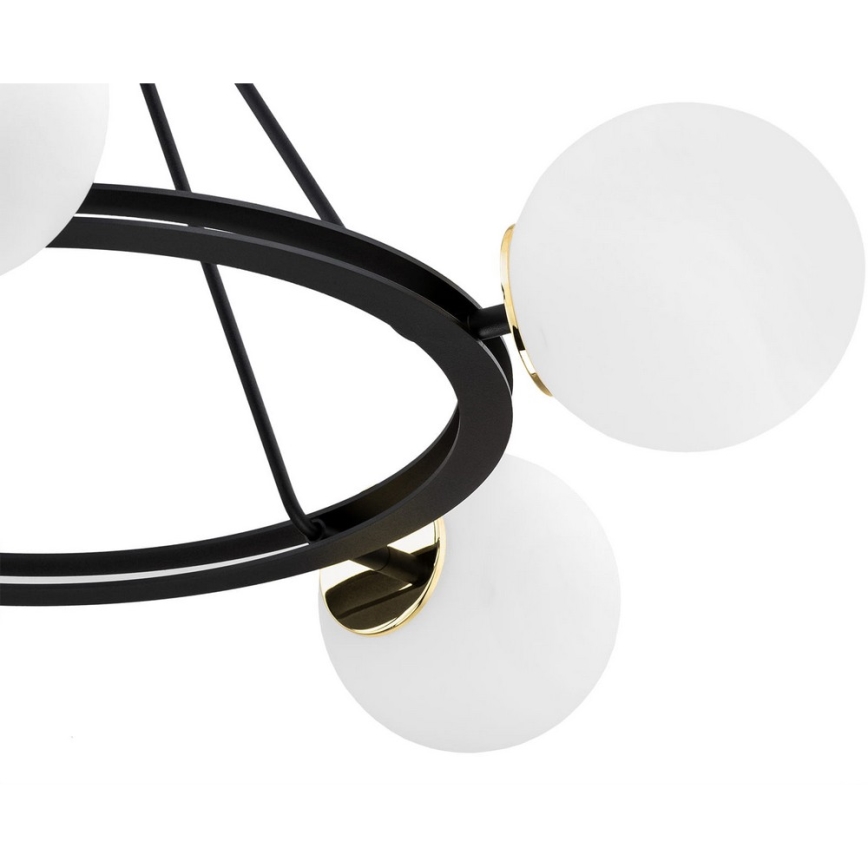 Argon 2119 - Chandelier on a pole AMALFI 5xE27/15W/230V black/white