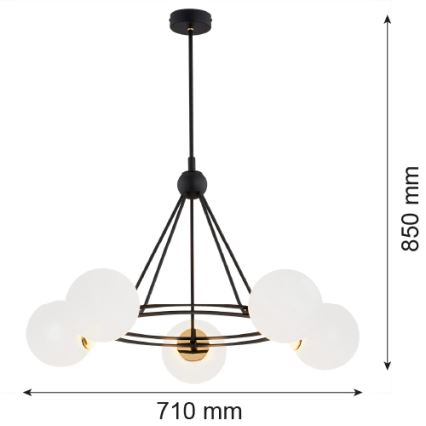 Argon 2119 - Chandelier on a pole AMALFI 5xE27/15W/230V black/white