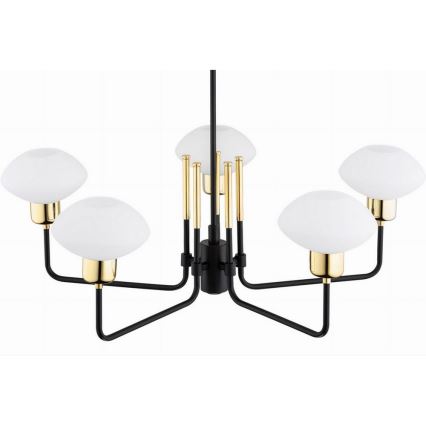 Argon 2128 - Chandelier on a pole RAVELLO 5xE14/15W/230V black/gold