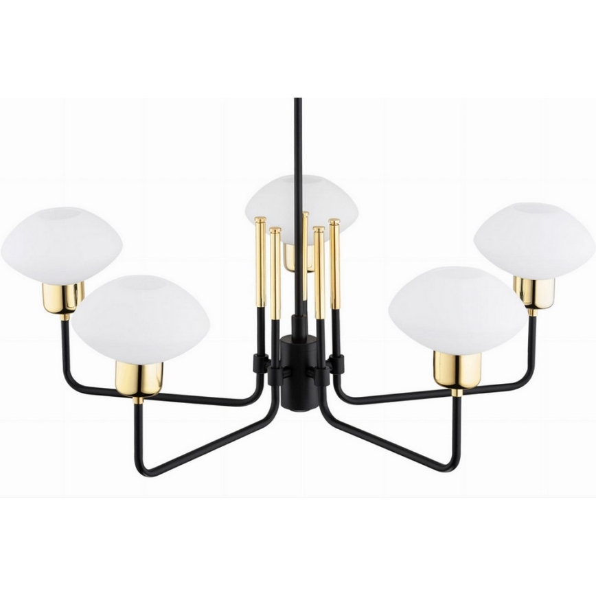 Argon 2128 - Chandelier on a pole RAVELLO 5xE14/15W/230V black/gold