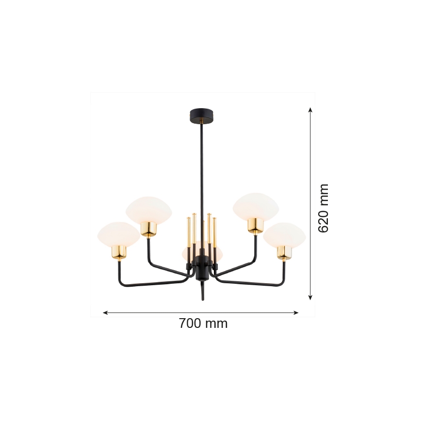 Argon 2128 - Chandelier on a pole RAVELLO 5xE14/15W/230V black/gold