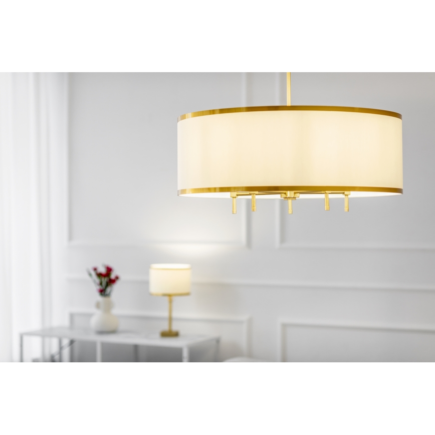 Argon 2132 - Chandelier on a string ABBANO 5xE14/7W/230V brass/white
