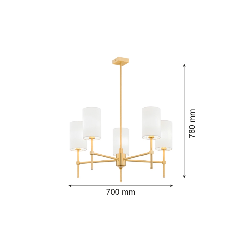 Argon 2134 - Chandelier on a pole ABRUZZO 5xE14/15W/230V brass/white