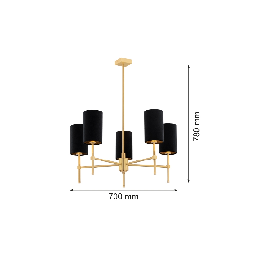 Argon 2135 - Chandelier on a pole ABRUZZO 5xE14/7W/230V brass/black